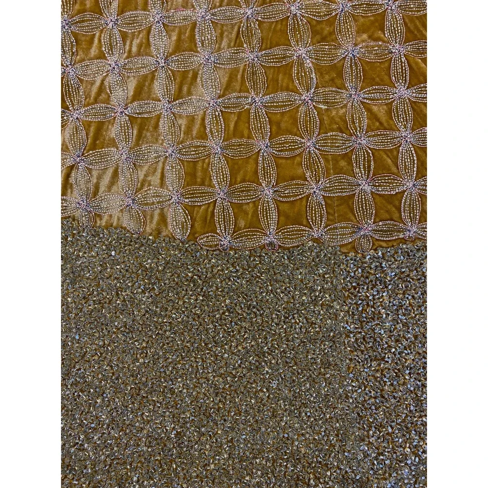 $1400 Anke Drechsel Gold Metallic Beaded Sequin Holiday Tree Skirt 30in Diameter